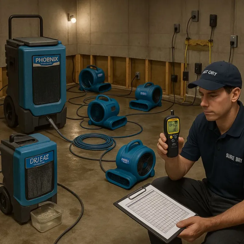 Structural Drying and Dehumidification process in New Boston, TX